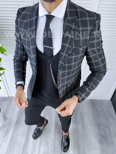 Sacou barbati in carouri slim fit B5604 12